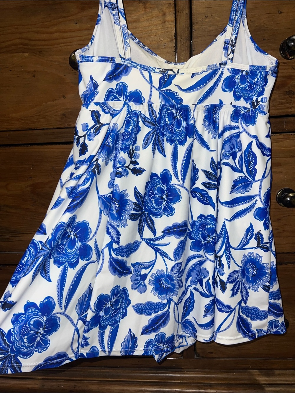Sonnet Shores Feminine Classy One-Piece Swimdress - White & Royal Blue (size 6) - Picture 5 of 14